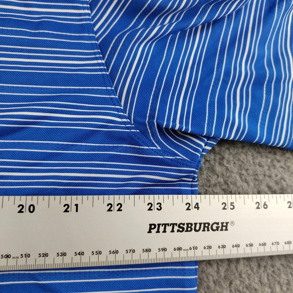 Nike Polo Shirt Mens XL Dri-FIT Blue Striped Golf Short Sleeve Preppy Sporty EUC